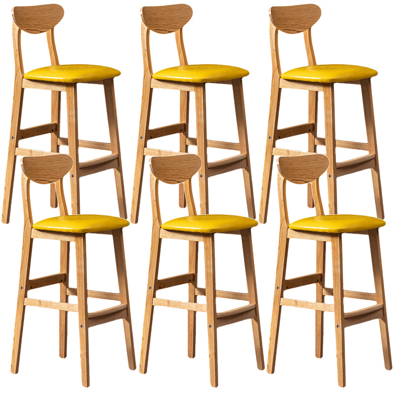 Rubberwood Coffee Shop Scandinavian Stool Matte Finish Upholstered Bar Stools