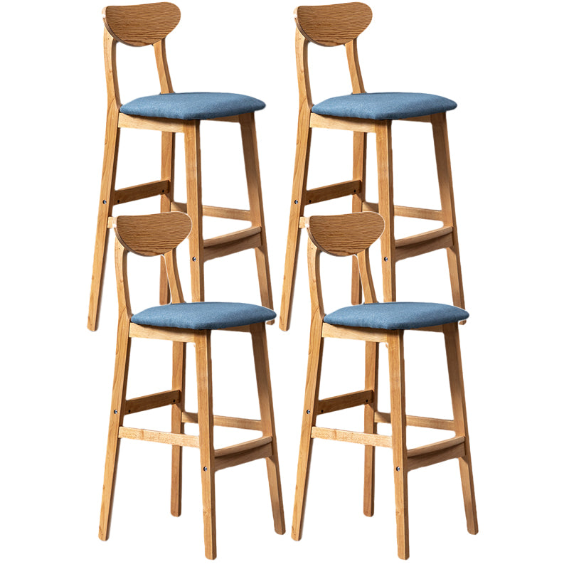Rubberwood Coffee Shop Scandinavian Stool Matte Finish Upholstered Bar Stools