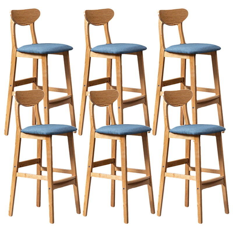 Rubberwood Coffee Shop Scandinavian Stool Matte Finish Upholstered Bar Stools