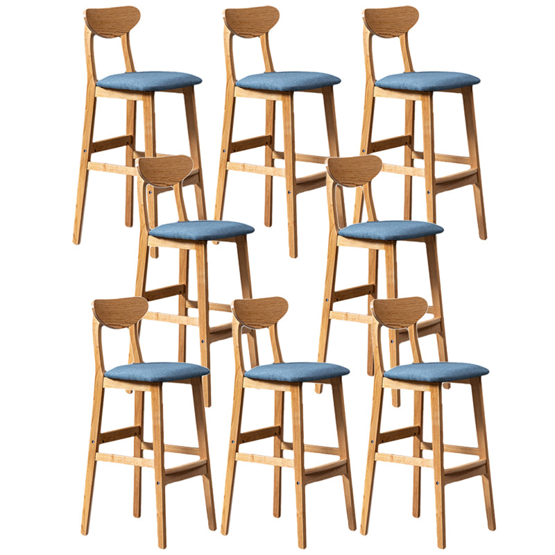 Rubberwood Coffee Shop Scandinavian Stool Matte Finish Upholstered Bar Stools