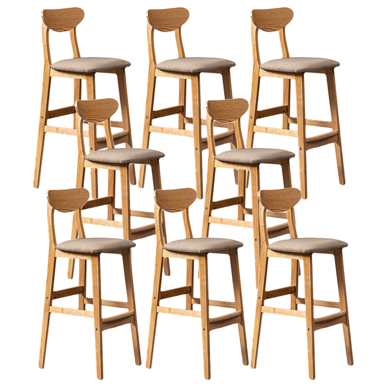 Rubberwood Coffee Shop Scandinavian Stool Matte Finish Upholstered Bar Stools