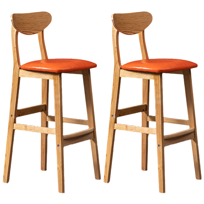 Rubberwood Coffee Shop Scandinavian Stool Matte Finish Upholstered Bar Stools