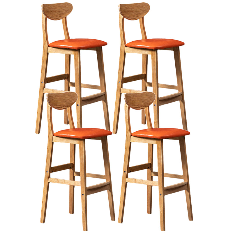 Rubberwood Coffee Shop Scandinavian Stool Matte Finish Upholstered Bar Stools