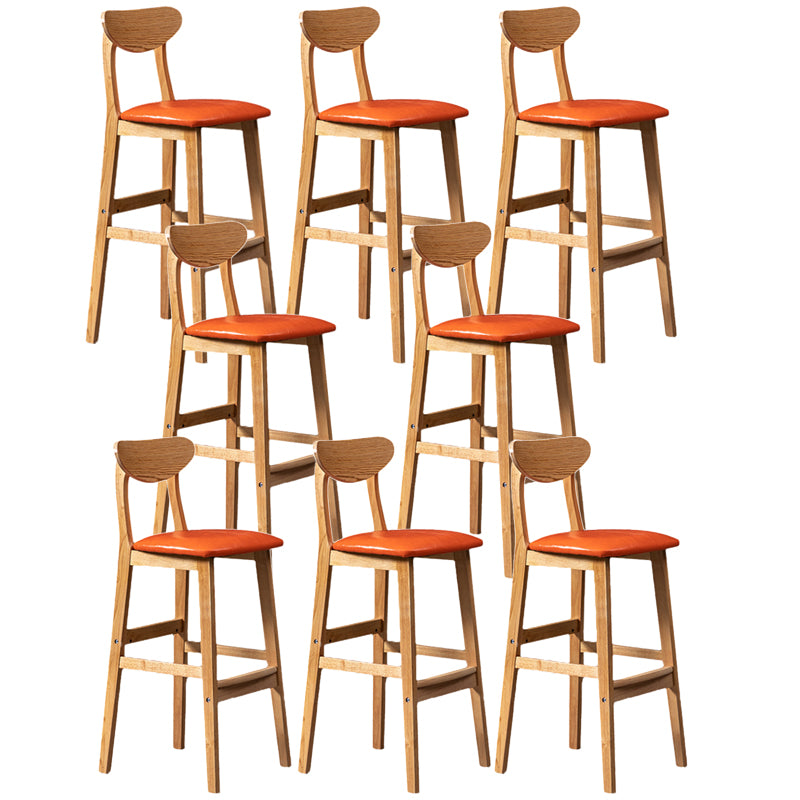 Rubberwood Coffee Shop Scandinavian Stool Matte Finish Upholstered Bar Stools