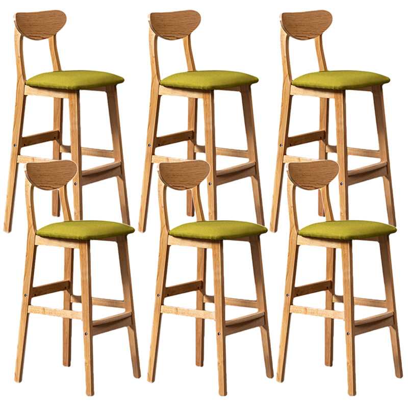 Rubberwood Coffee Shop Scandinavian Stool Matte Finish Upholstered Bar Stools