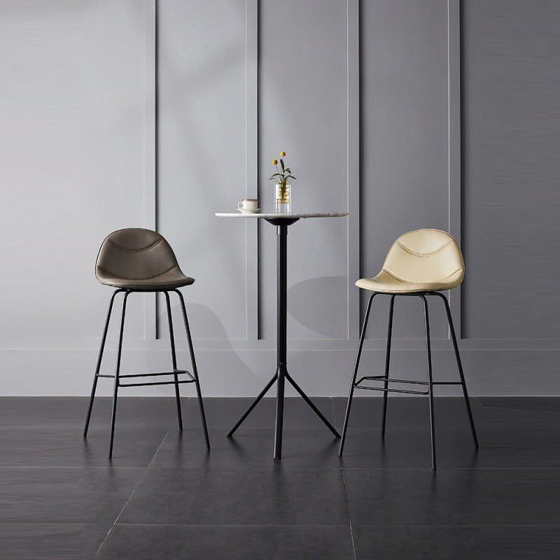 Living Room Matte Finish Leather Stool Scandinavian Footrest Barstool