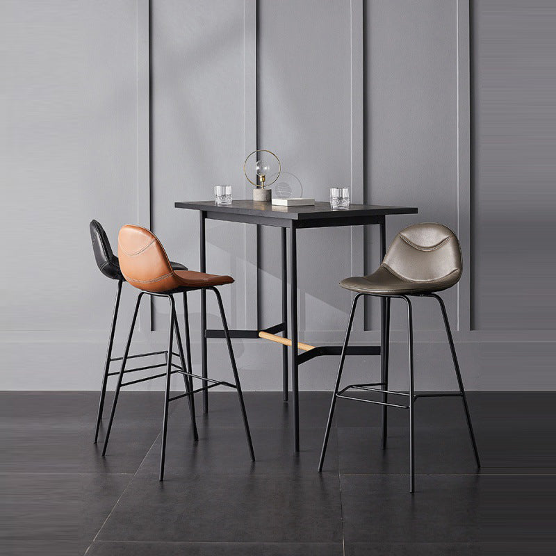 Living Room Matte Finish Leather Stool Scandinavian Footrest Barstool