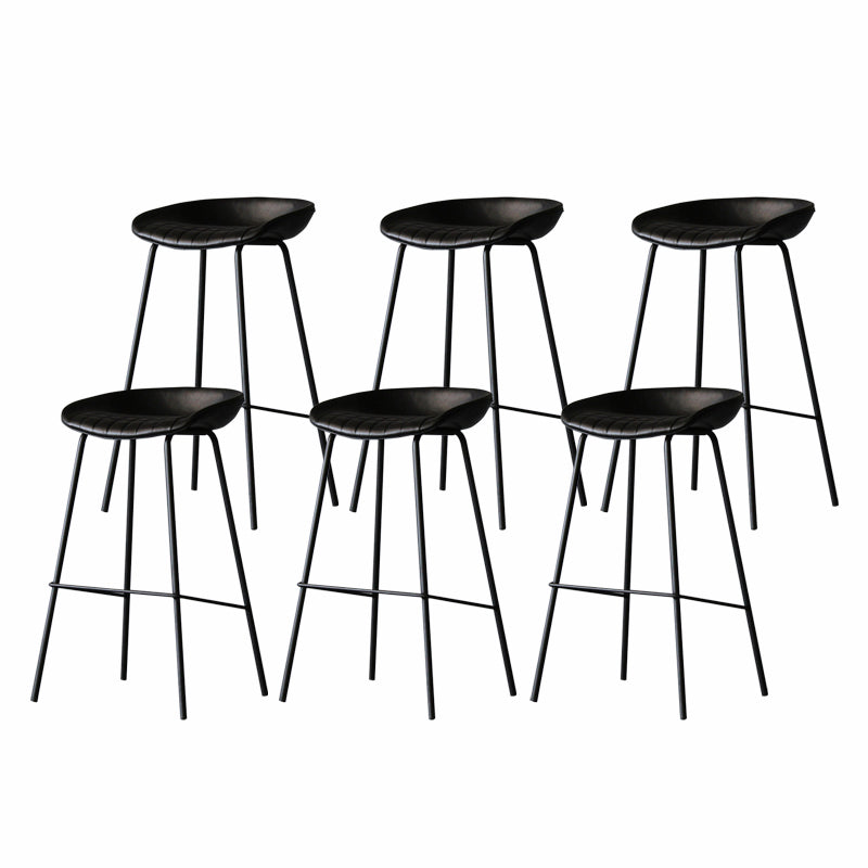 Industrial Matte Finish Leather Barstool Living Room Low Back Stool