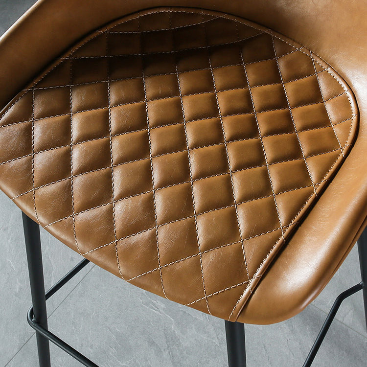 Industrial Matte Finish Leather Barstool Living Room Low Back Stool