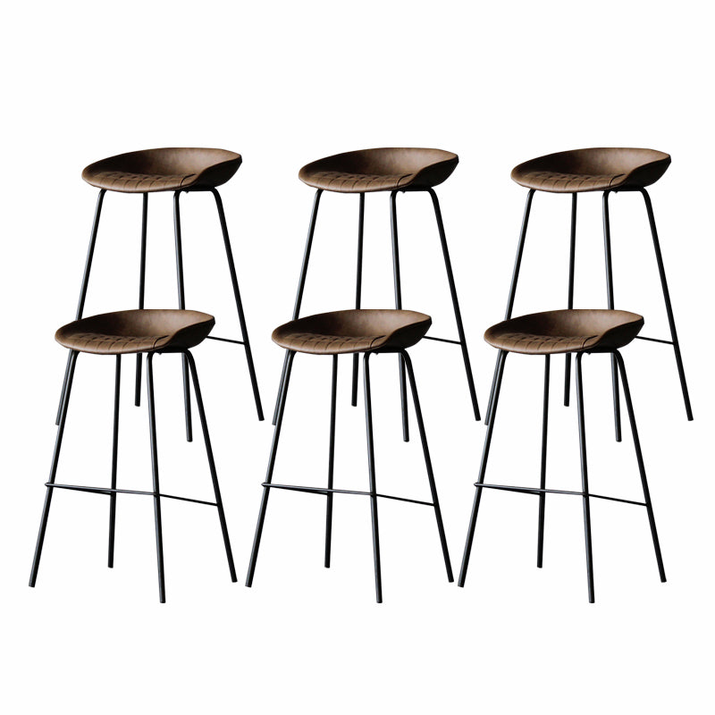 Industrial Matte Finish Leather Barstool Living Room Low Back Stool