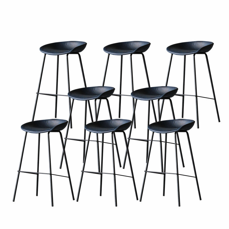 Industrial Matte Finish Leather Barstool Living Room Low Back Stool