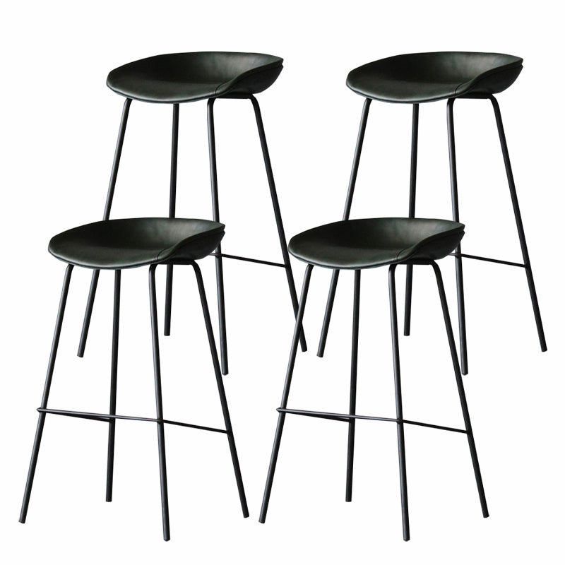 Industrial Matte Finish Leather Barstool Living Room Low Back Stool