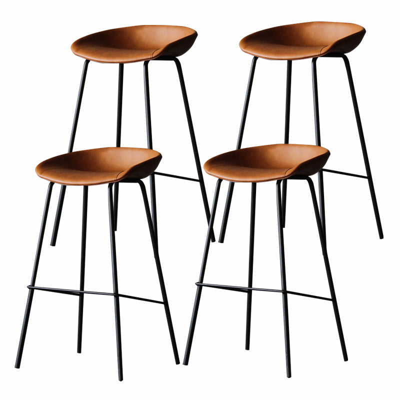 Industrial Matte Finish Leather Barstool Living Room Low Back Stool