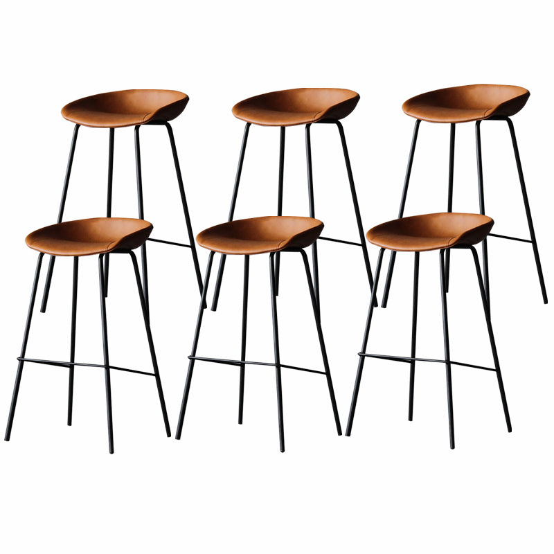 Industrial Matte Finish Leather Barstool Living Room Low Back Stool