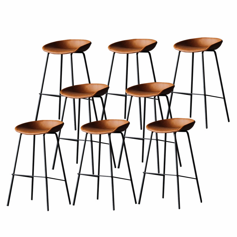 Industrial Matte Finish Leather Barstool Living Room Low Back Stool