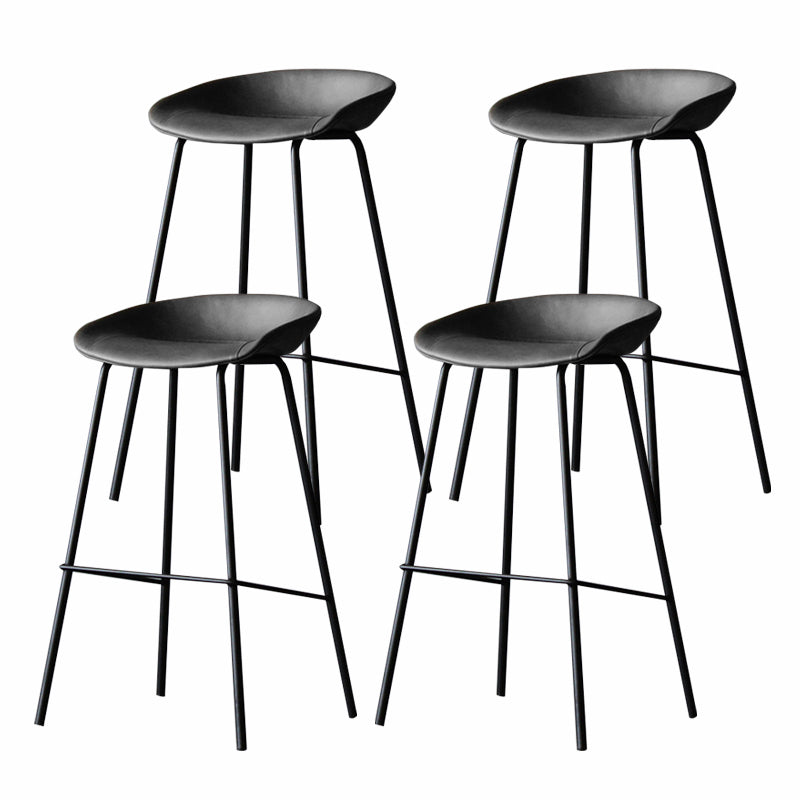 Industrial Matte Finish Leather Barstool Living Room Low Back Stool