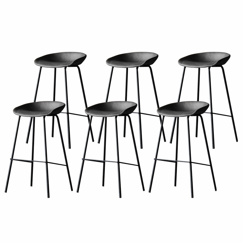 Industrial Matte Finish Leather Barstool Living Room Low Back Stool