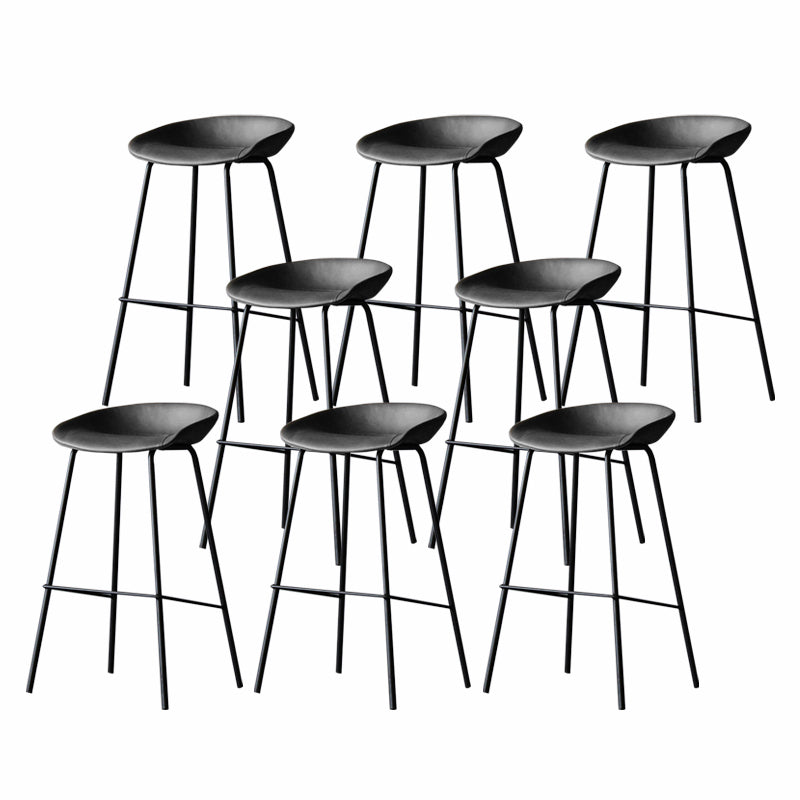 Industrial Matte Finish Leather Barstool Living Room Low Back Stool