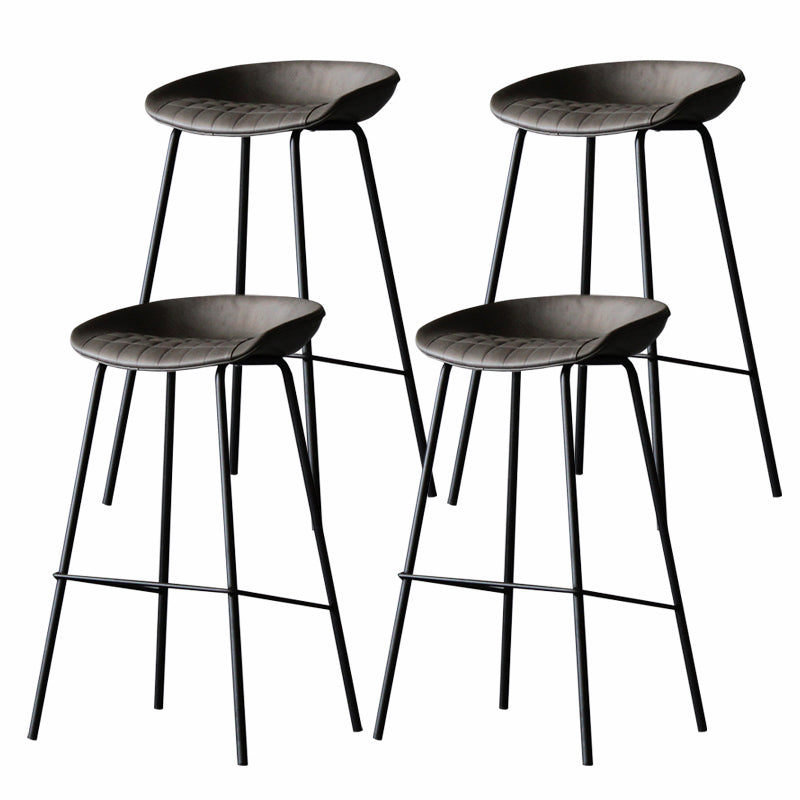 Industrial Matte Finish Leather Barstool Living Room Low Back Stool