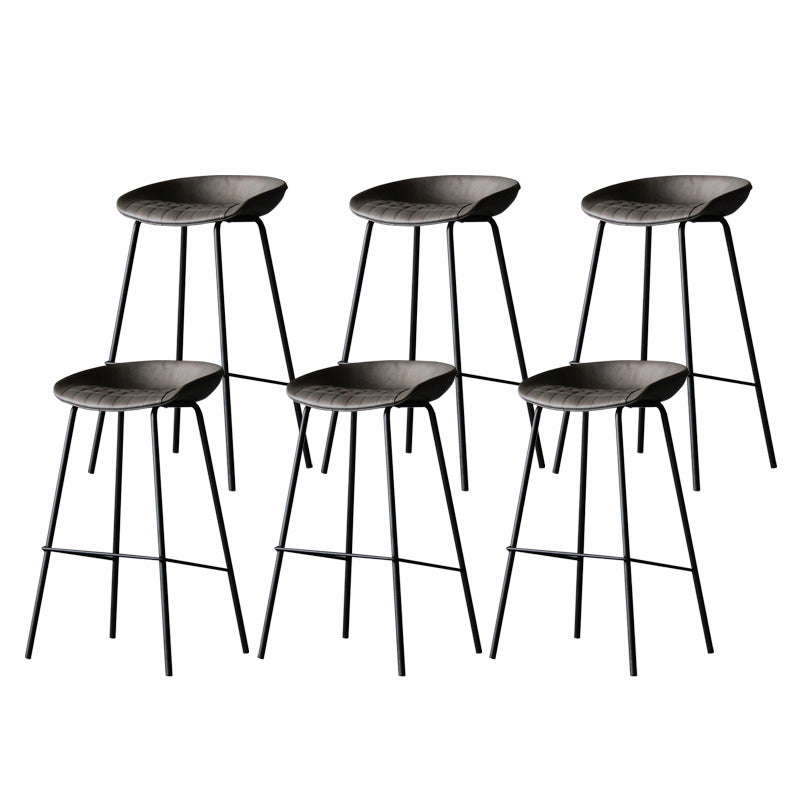 Industrial Matte Finish Leather Barstool Living Room Low Back Stool