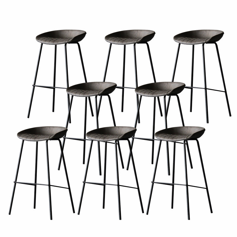 Industrial Matte Finish Leather Barstool Living Room Low Back Stool