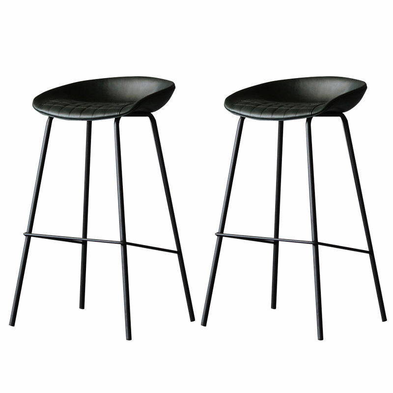 Industrial Matte Finish Leather Barstool Living Room Low Back Stool