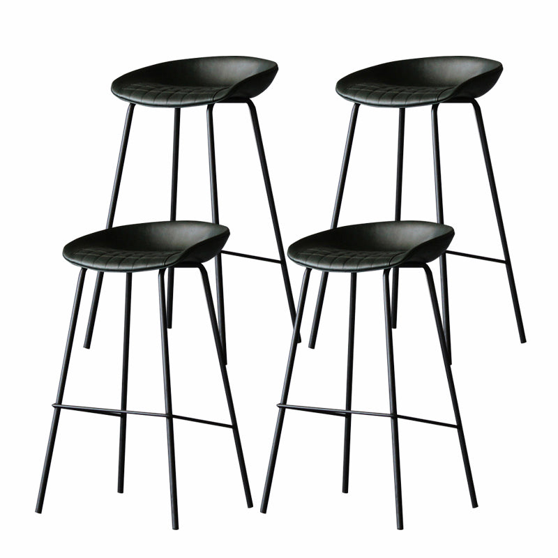 Industrial Matte Finish Leather Barstool Living Room Low Back Stool