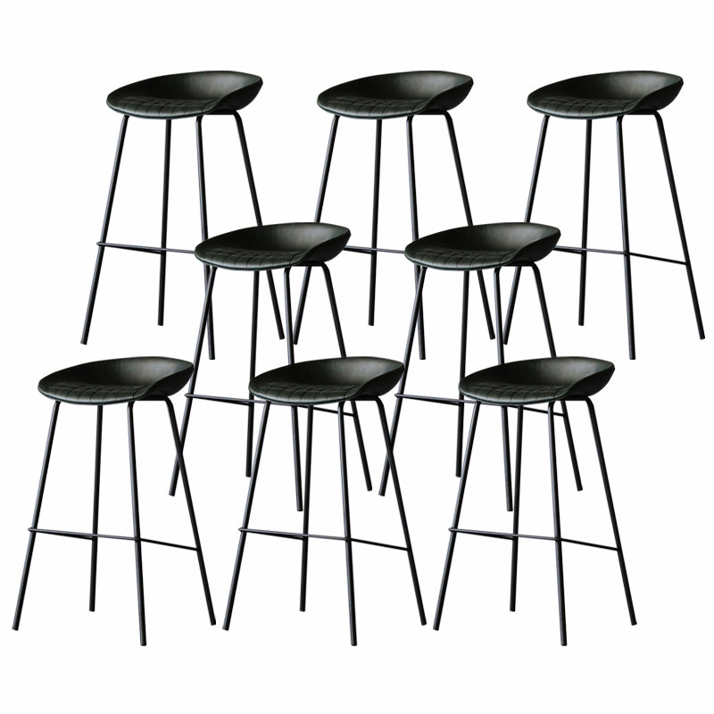 Industrial Matte Finish Leather Barstool Living Room Low Back Stool
