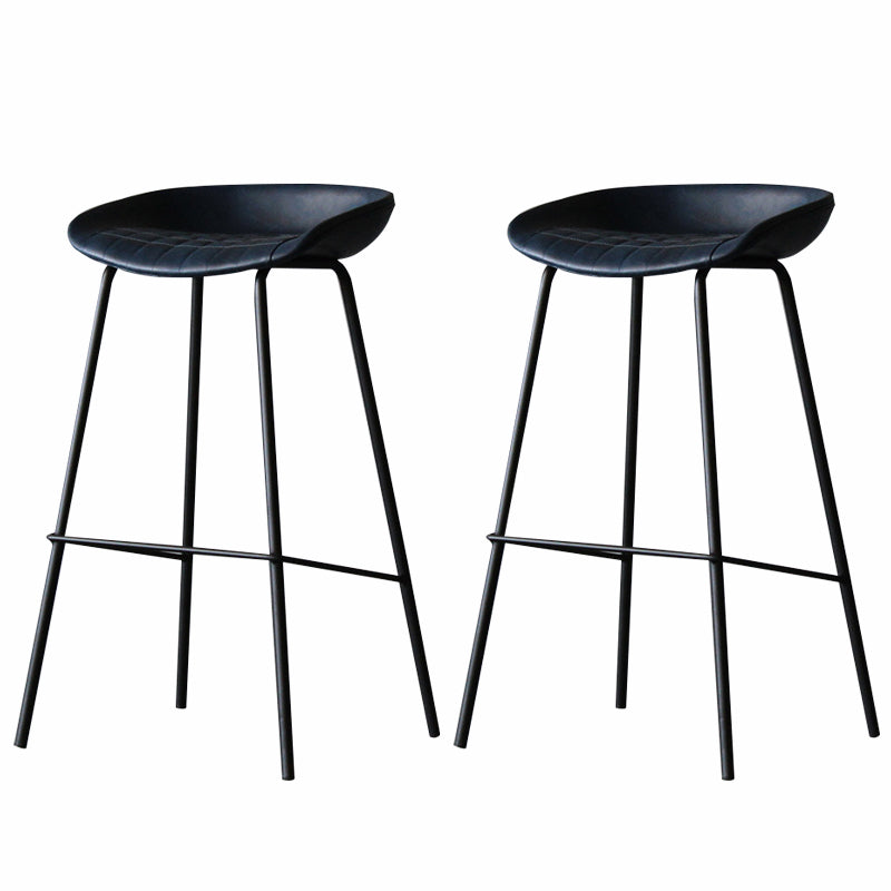 Industrial Matte Finish Leather Barstool Living Room Low Back Stool