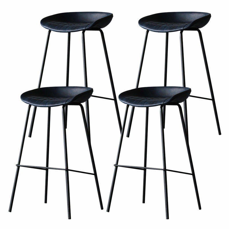 Industrial Matte Finish Leather Barstool Living Room Low Back Stool