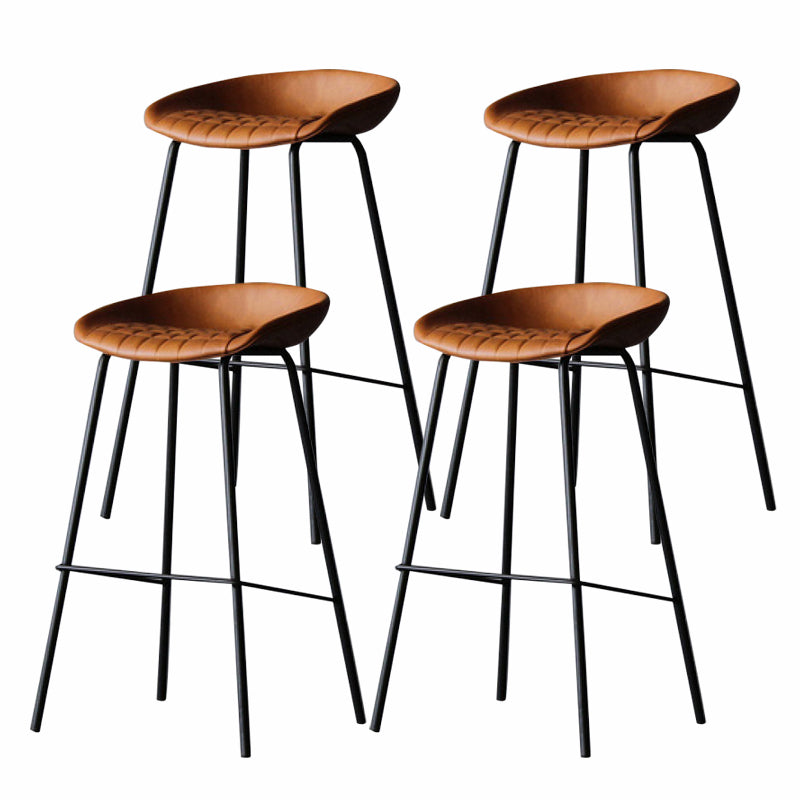 Industrial Matte Finish Leather Barstool Living Room Low Back Stool