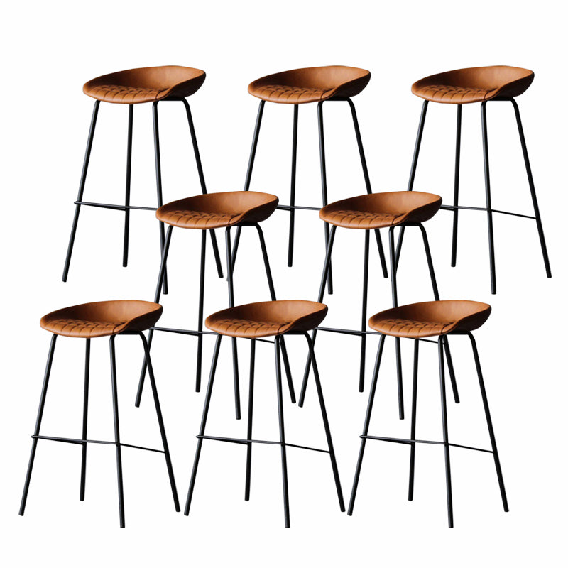 Industrial Matte Finish Leather Barstool Living Room Low Back Stool