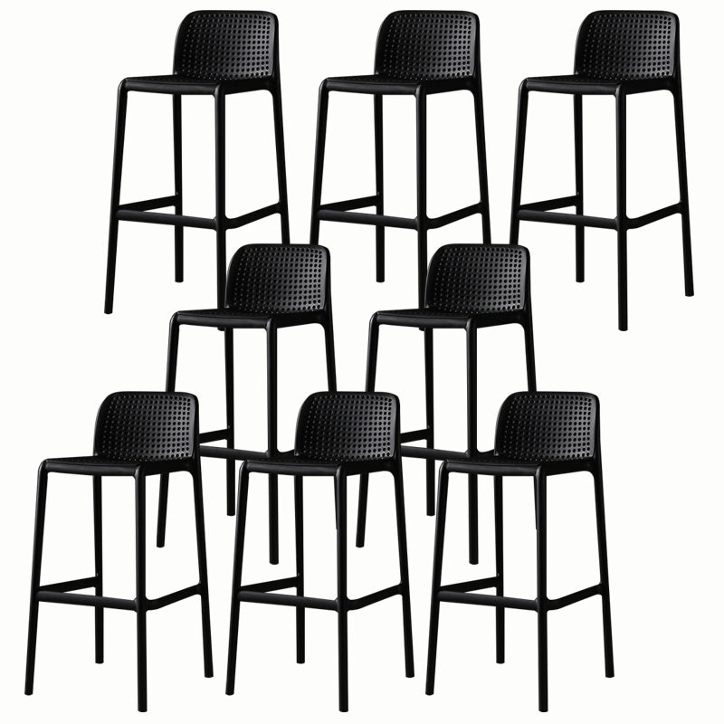 Stackable Low Back Modern Barstool Matte Finish Plastic Home Stool