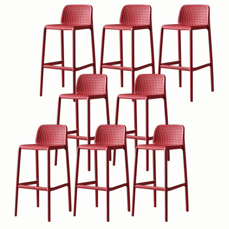 Stackable Low Back Modern Barstool Matte Finish Plastic Home Stool