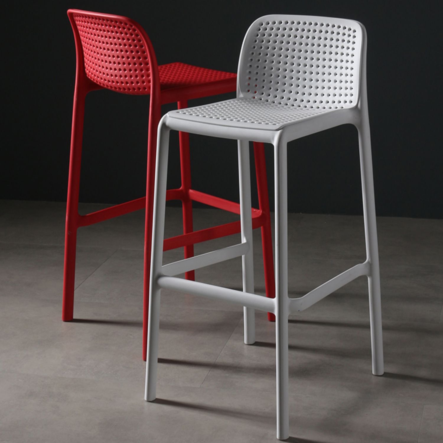 Stackable Low Back Modern Barstool Matte Finish Plastic Home Stool