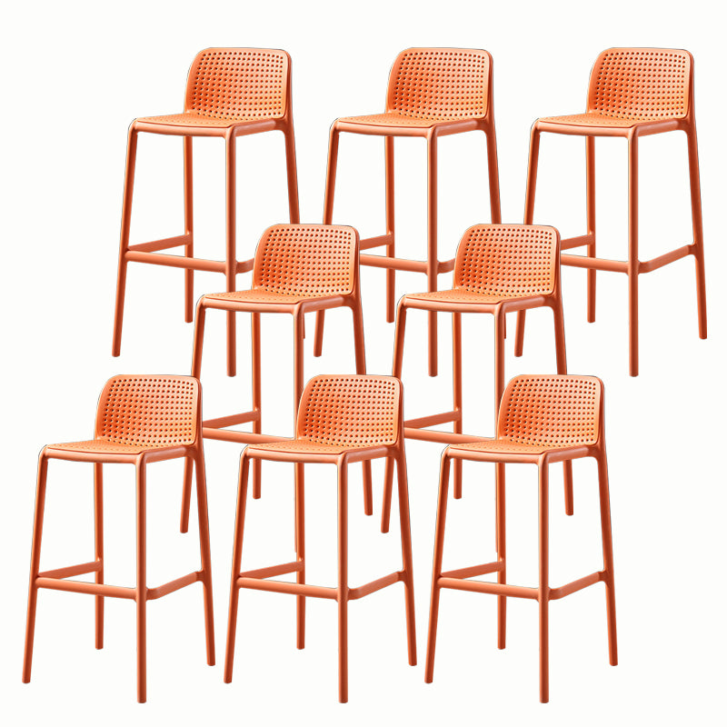 Stackable Low Back Modern Barstool Matte Finish Plastic Home Stool