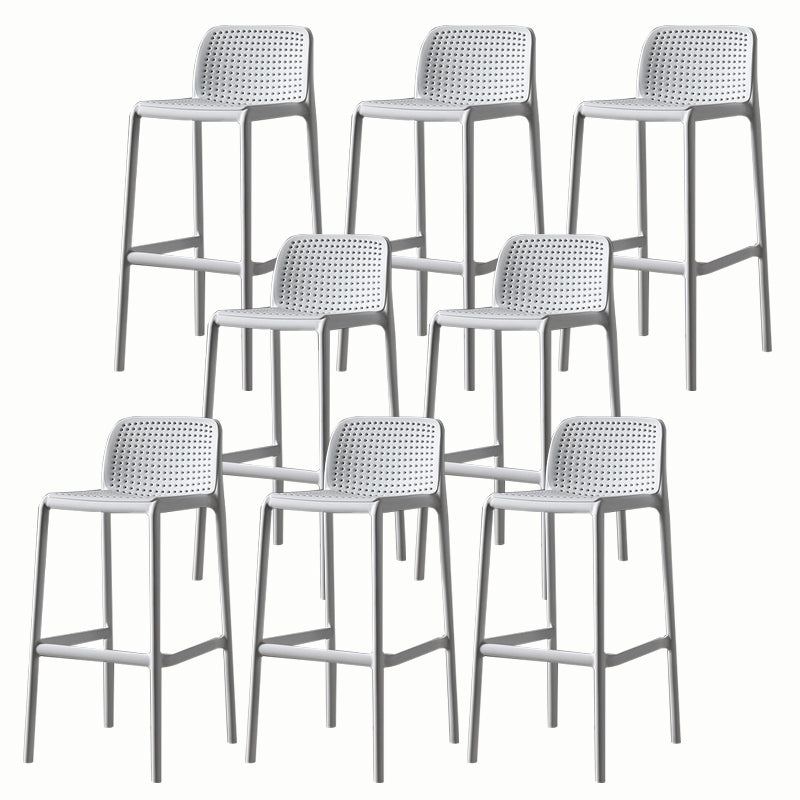 Stackable Low Back Modern Barstool Matte Finish Plastic Home Stool