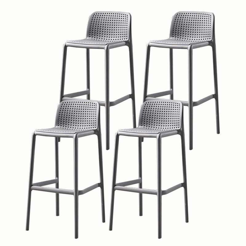 Stackable Low Back Modern Barstool Matte Finish Plastic Home Stool