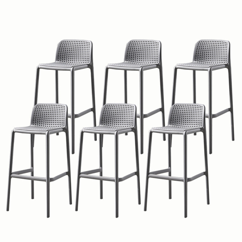 Stackable Low Back Modern Barstool Matte Finish Plastic Home Stool