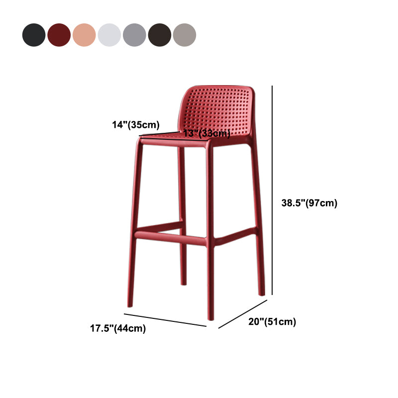 Stackable Low Back Modern Barstool Matte Finish Plastic Home Stool