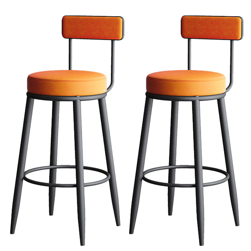 Modern Armless Backrest Counter Stool Iron Dining Room Bar Stool with Leather Cushion