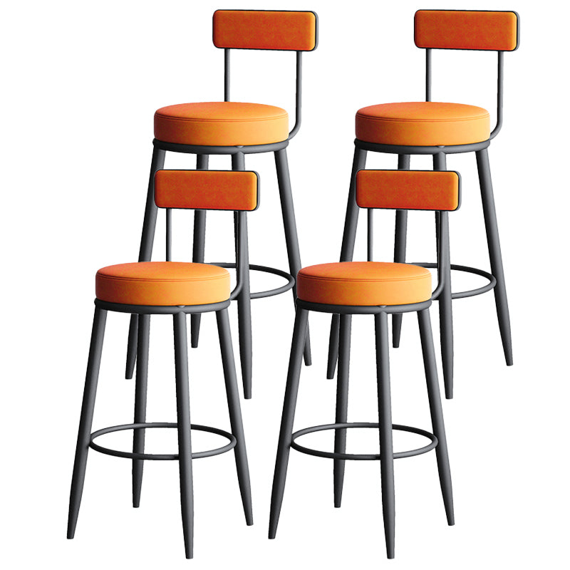Modern Armless Backrest Counter Stool Iron Dining Room Bar Stool with Leather Cushion
