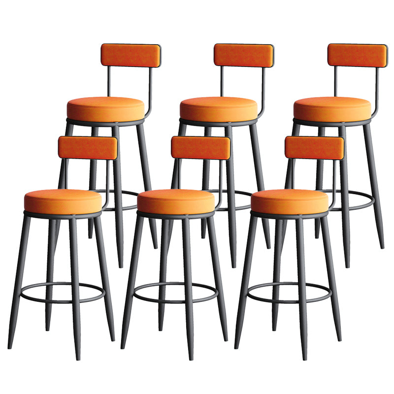 Modern Armless Backrest Counter Stool Iron Dining Room Bar Stool with Leather Cushion
