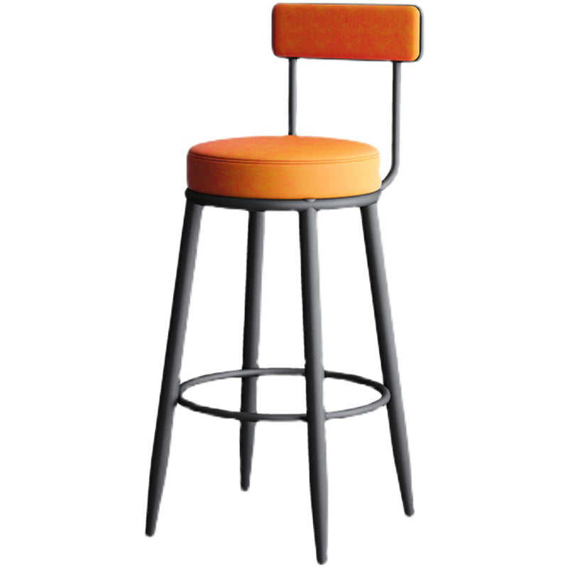 Modern Armless Backrest Counter Stool Iron Dining Room Bar Stool with Leather Cushion