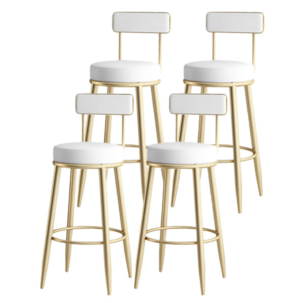 Modern Armless Backrest Counter Stool Iron Dining Room Bar Stool with Leather Cushion