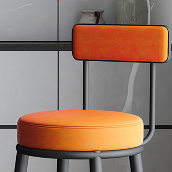 Modern Armless Backrest Counter Stool Iron Dining Room Bar Stool with Leather Cushion