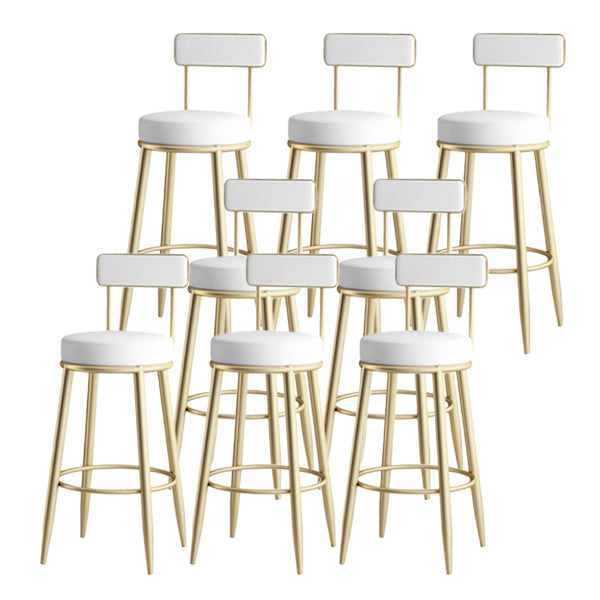 Modern Armless Backrest Counter Stool Iron Dining Room Bar Stool with Leather Cushion