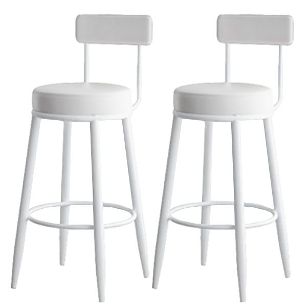 Modern Armless Backrest Counter Stool Iron Dining Room Bar Stool with Leather Cushion