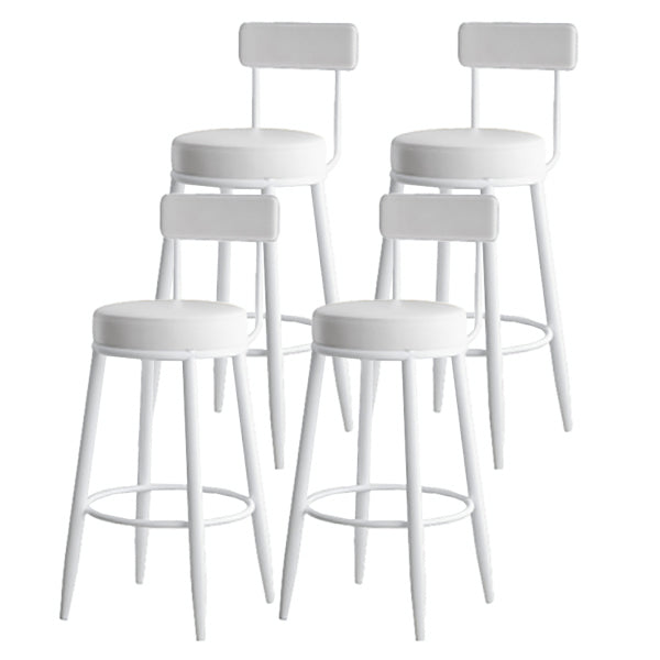 Modern Armless Backrest Counter Stool Iron Dining Room Bar Stool with Leather Cushion