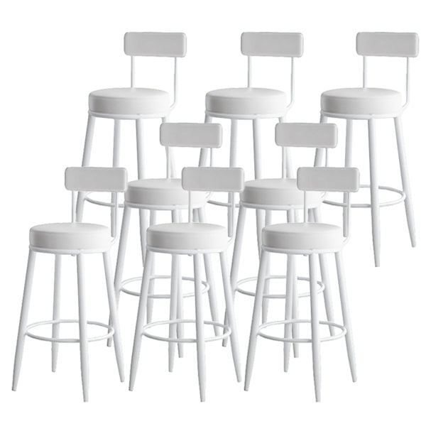 Modern Armless Backrest Counter Stool Iron Dining Room Bar Stool with Leather Cushion